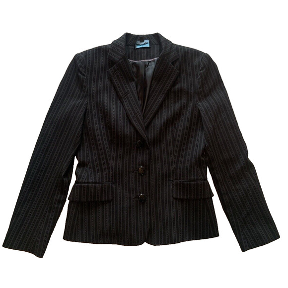 Till the End Nordstrom Business Blazer Womens 10 Black w Pin Stripes Sport Coat - Picture 1 of 11